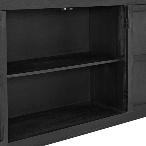 Black Wood And Black And Gold Metal 2 Door 2 Shelf TV Stand 150cm