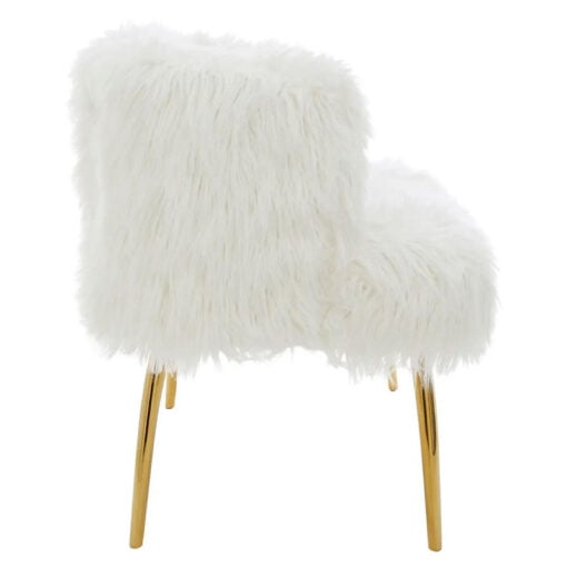 Boho Premium White Faux Fur Sheepskin And Gold Metal 2 Seater Sofa