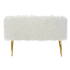 Boho Premium White Faux Fur Sheepskin And Gold Metal 2 Seater Sofa