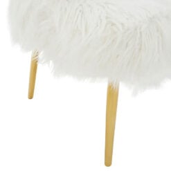 Boho Premium White Faux Fur Sheepskin And Gold Metal 2 Seater Sofa