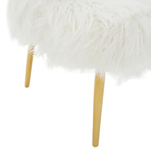 Boho Premium White Faux Fur Sheepskin And Gold Metal 2 Seater Sofa