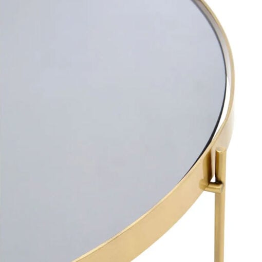 Brushed Gold Metal And Black Mirrored Glass Round Coffee Table 68cm