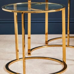 Brushed Gold Metal And Clear Glass Set Of 3 Nesting Side Tables