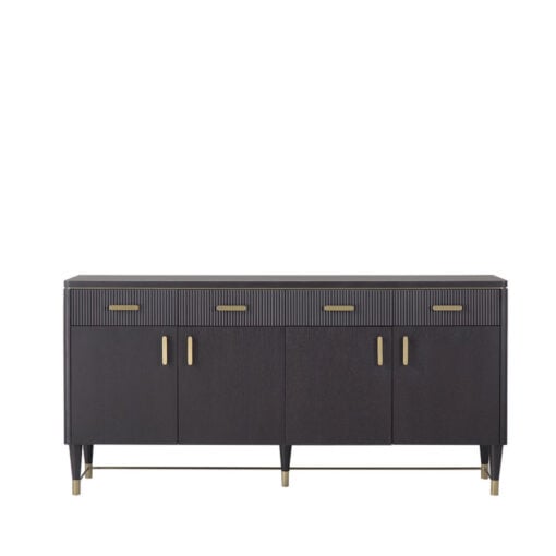 Dark Brown Espresso Wood And Gold Metal 4 Door 4 Drawer Large Sideboard 180cm