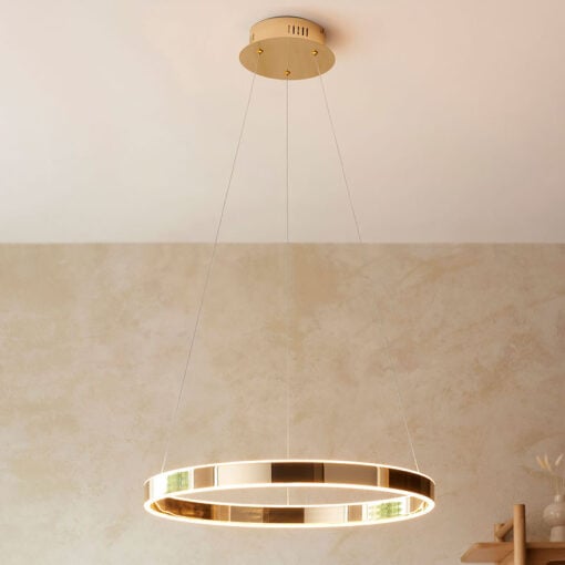 French Gold Contemporary Architectural LED Ceiling Pendant Chandelier 60cm