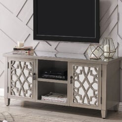 Gallo Soft Gold Wood And Mirrored Glass 2 Door 2 Shelf TV Stand 120cm