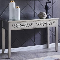 Gallo Soft Gold Wood And Mirrored Glass 2 Drawer Console Table