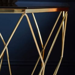 Gold Metal And Amber Smoked Glass Octagonal Side Table End Table