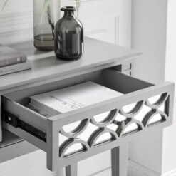 Grey Wood And Mirrored Glass 2 Drawer Console Table