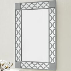 Grey Wood And Mirrored Glass Wall Mirror 90cm