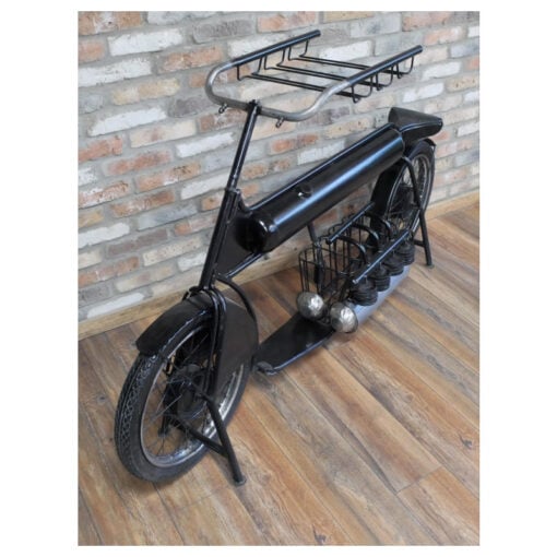 Industrial Black Metal Motorcycle Bike Bar Unit With Wine Rack 185cm