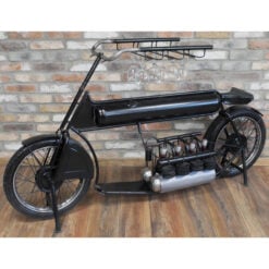 Industrial Black Metal Motorcycle Bike Bar Unit With Wine Rack 185cm