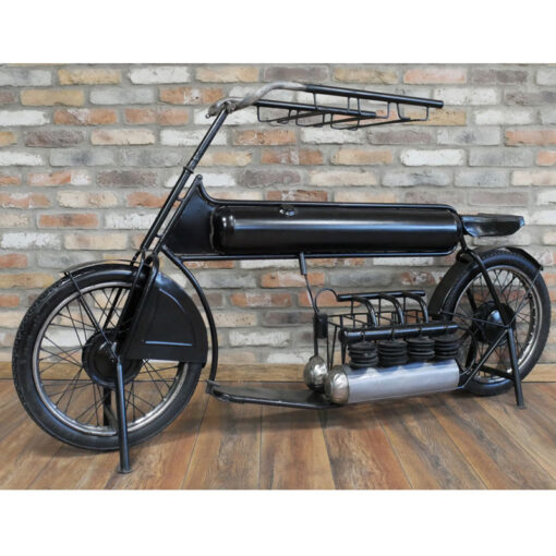 Industrial Black Metal Motorcycle Bike Bar Unit With Wine Rack 185cm