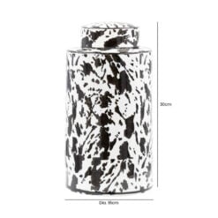 Large Black And White Abstract Pattern Ceramic Ginger Jar With Lid 30cm