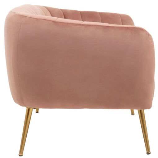 Pink Velvet 2 Seater Sofa With Gold Metal Legs