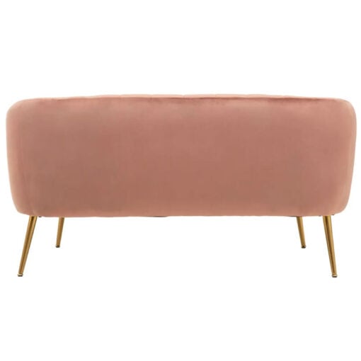 Pink Velvet 2 Seater Sofa With Gold Metal Legs