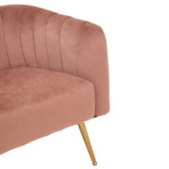 Pink Velvet 2 Seater Sofa With Gold Metal Legs