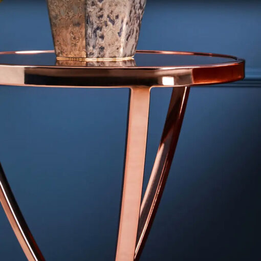 Rose Gold Metal And Pink Mirrored Glass Hoop Side Table End Table 62cm