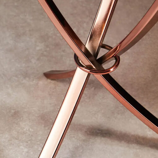 Rose Gold Metal And Pink Mirrored Glass Hoop Side Table End Table 62cm