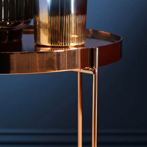 Rose Gold Metal And Pink Mirrored Glass Low Side Table End Table 45cm