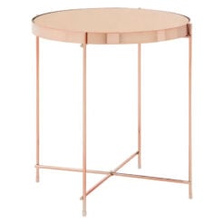 Rose Gold Metal And Pink Mirrored Glass Low Side Table End Table 45cm