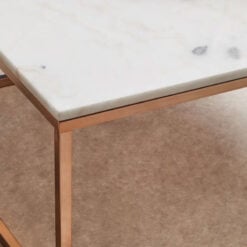 Rose Gold Metal And White Marble Square Coffee Table 90cm