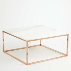 Rose Gold Metal And White Marble Square Coffee Table 90cm