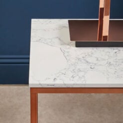 Rose Gold Metal And White Marble Square Side Table End Table