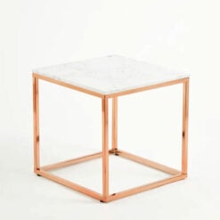 Rose Gold Metal And White Marble Square Side Table End Table