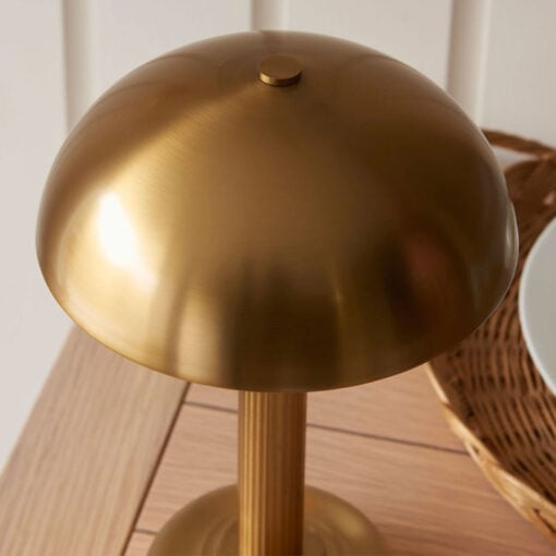 Warm Gold Brass Metal Step Dimmable Rechargeable Table Lamp 28cm