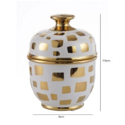 White And Gold Abstract Pattern Ceramic Ginger Jar With Lid 17cm