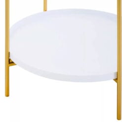 White And Gold Metal 2 Tier Round Portable Side Table End Table