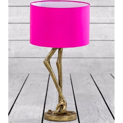 Antique Gold Resin And Pink Fabric Flamingo Bird Legs Animal Table Lamp 60cm