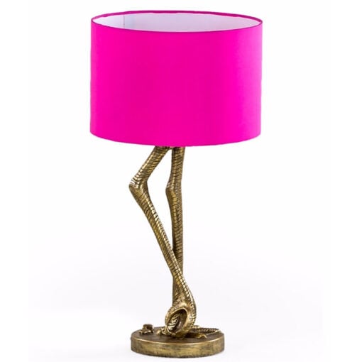 Antique Gold Resin And Pink Fabric Flamingo Bird Legs Animal Table Lamp 60cm