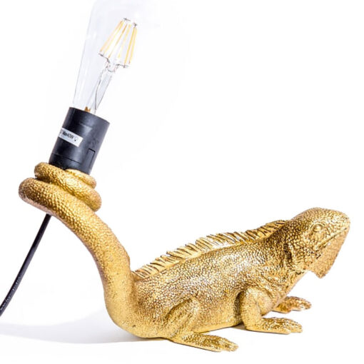 Antique Gold Resin Iguana Lizard Animal Wall Lamp Table Lamp 31cm