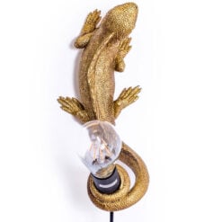 Antique Gold Resin Iguana Lizard Animal Wall Lamp Table Lamp 31cm