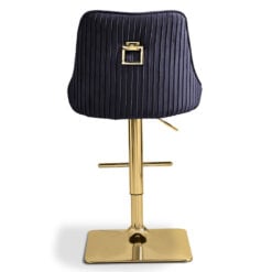 Black Velvet And Gold Metal Bar Stool With Gold Square Knocker