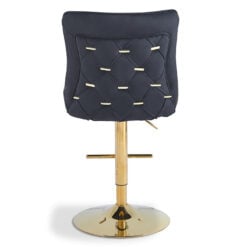 Black Velvet And Gold Metal Bar Stool With Quilted Gold Back