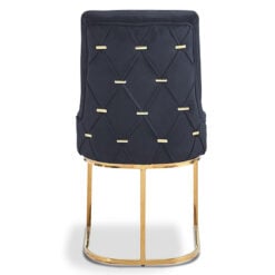 Black Velvet And Gold Metal Dining Chair With Quilted Gold Back