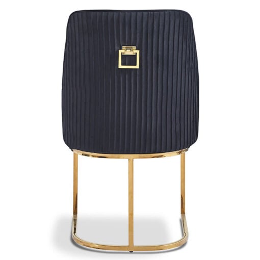 Black Velvet And Gold Metal Tub Dining Chair With Gold Square Knocker