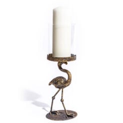 Boho Antique Gold Metal Flamingo Bird Candle Holder 33cm