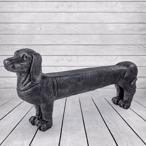 Boho Black Resin Sausage Dog Animal Bench 141cm