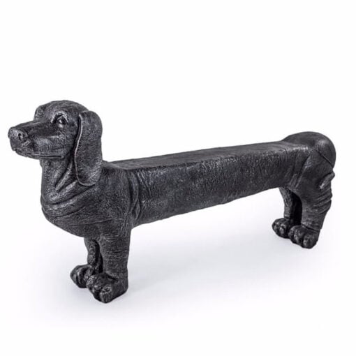 Boho Black Resin Sausage Dog Animal Bench 141cm