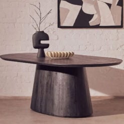 Boho Black Solid Mango Wood Oval 8 Seater Dining Table 200cm