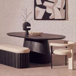 Boho Black Solid Mango Wood Oval 8 Seater Dining Table 200cm