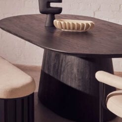 Boho Black Solid Mango Wood Oval 8 Seater Dining Table 200cm