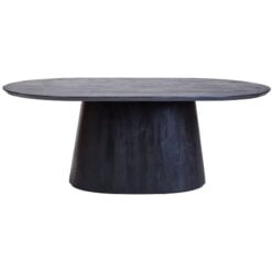 Boho Black Solid Mango Wood Oval 8 Seater Dining Table 200cm