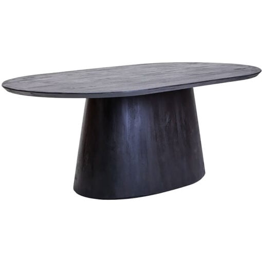 Boho Black Solid Mango Wood Oval 8 Seater Dining Table 200cm