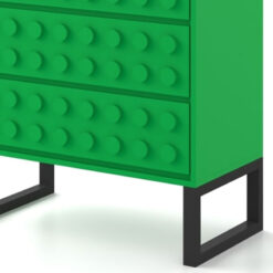 Boho Green Lego Block Solid Wood 4 Drawer Tall Chest Sideboard Cabinet