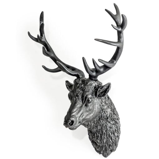 Boho Large Matte Black Resin Stag Deer Head Wall Decor 84cm